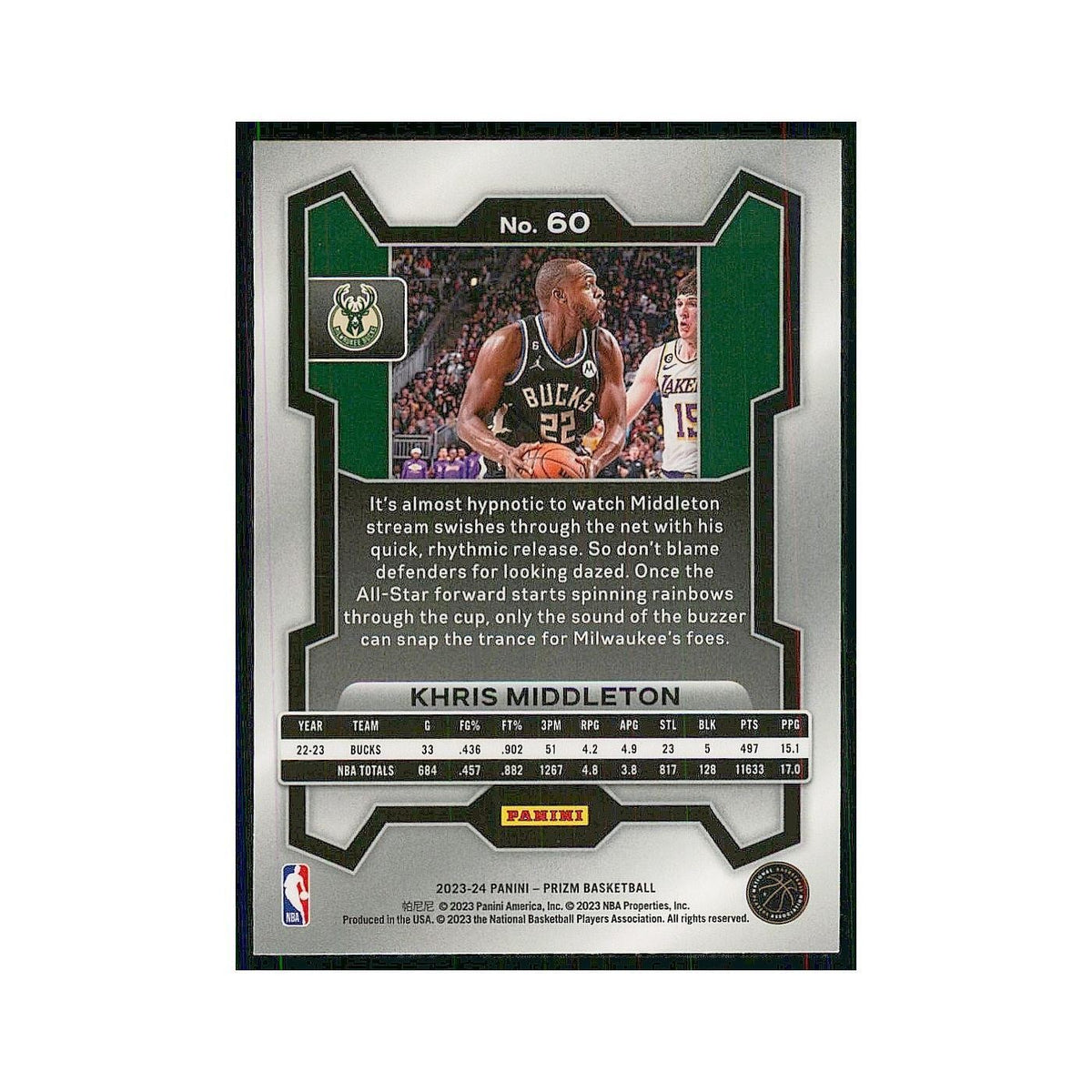 2023 Panini Prizm Khris Middleton Bucks #60