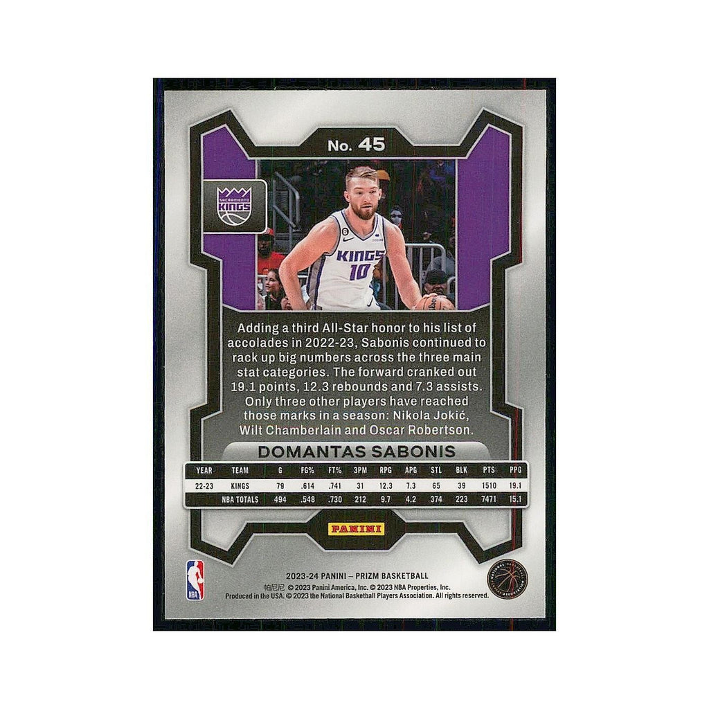 2023 Panini Prizm Domantas Sabonis Kings #45
