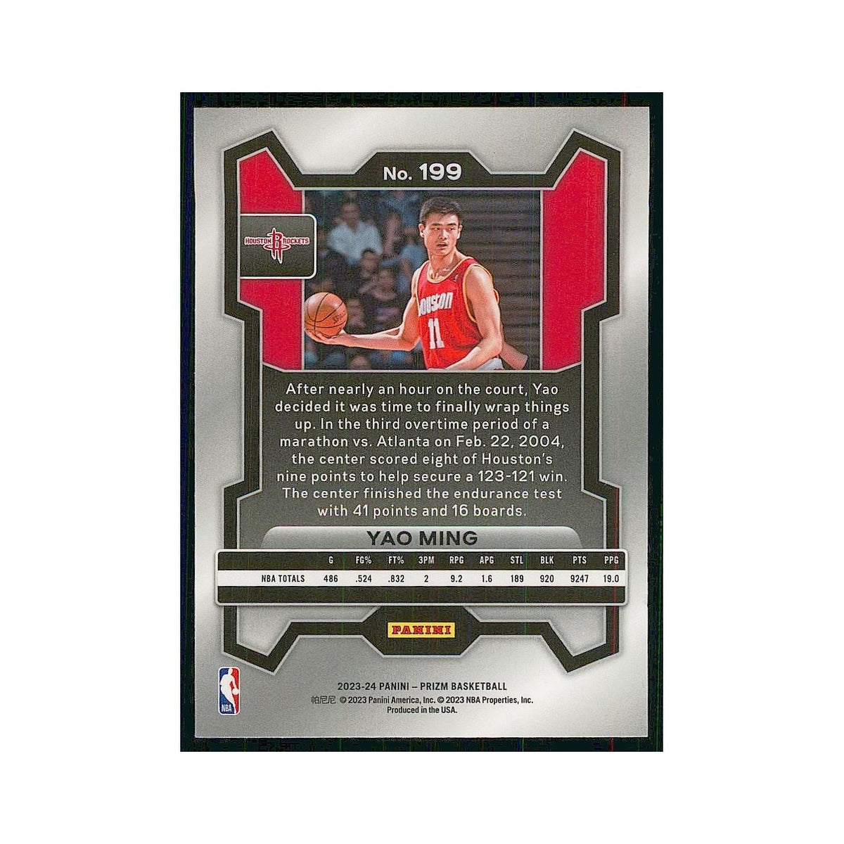2023 Panini Prizm Yao Ming Rockets #199