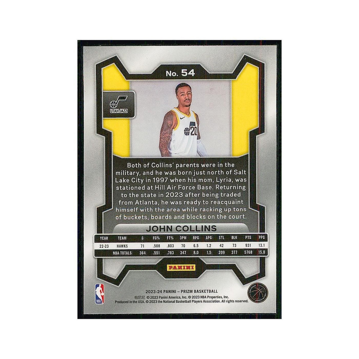 2023 Panini Prizm John Collins Jazz #54