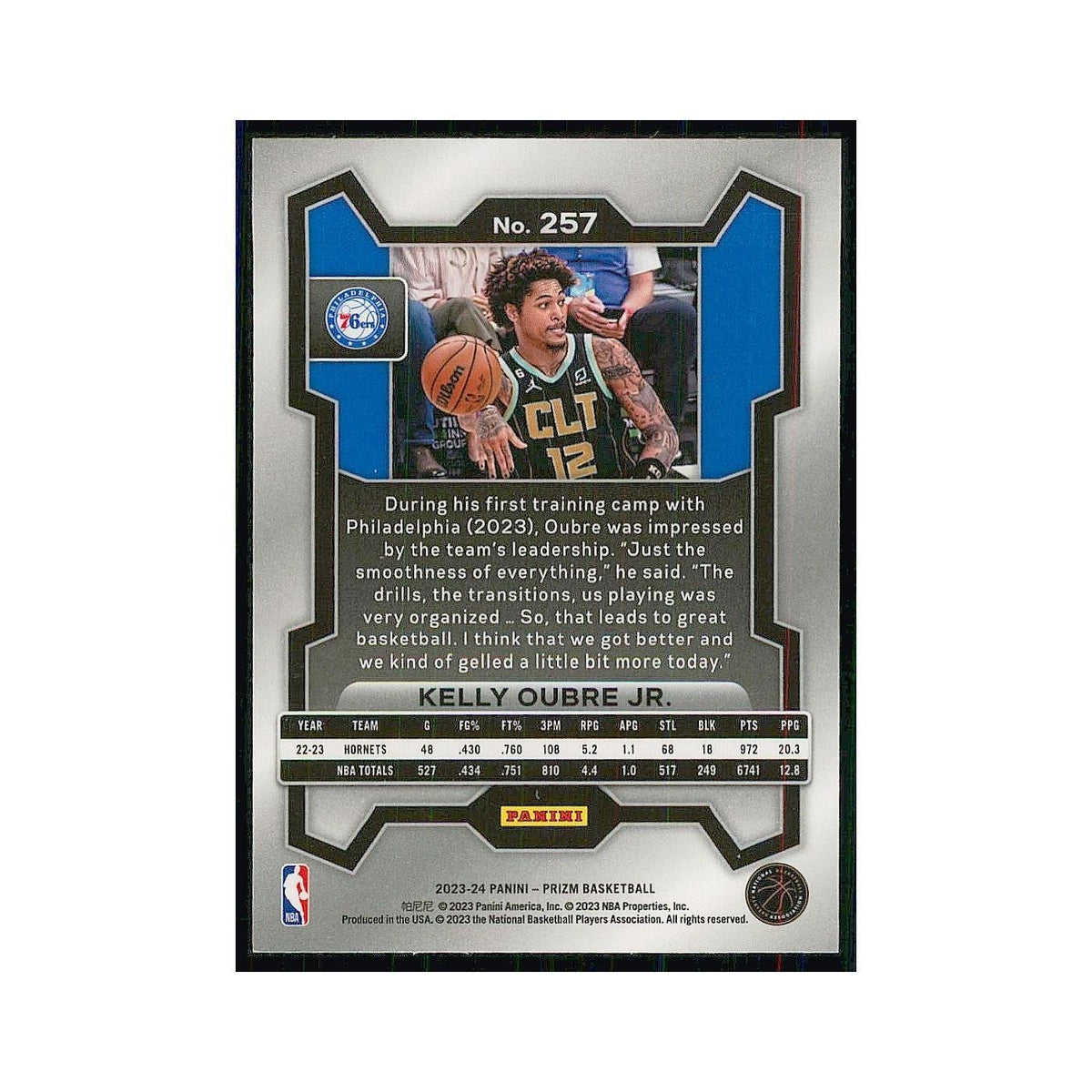 2023 Panini Prizm Kelly Oubre Jr. 76ers #257