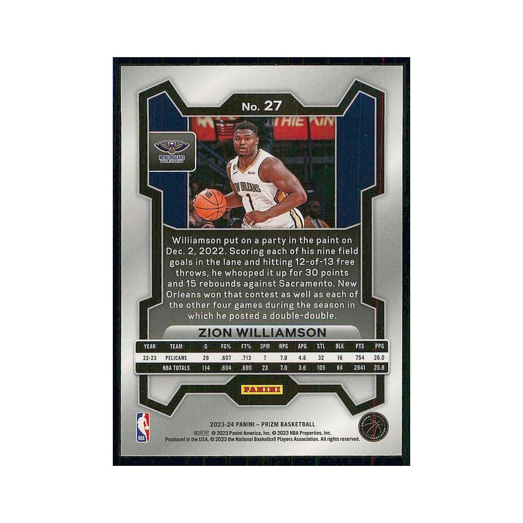 2023 Panini Prizm Zion Williamson Pelicans #27