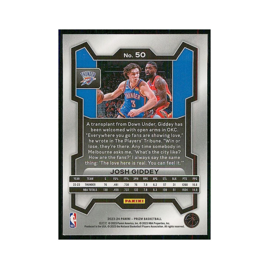 2023 Panini Prizm Josh Giddey Thunder #50