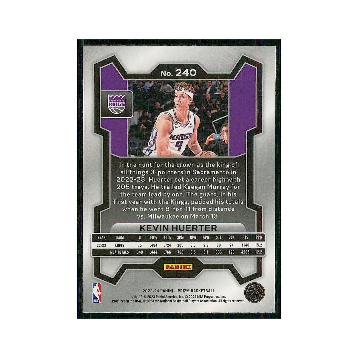2023 Panini Prizm Kevin Huerter Kings #240