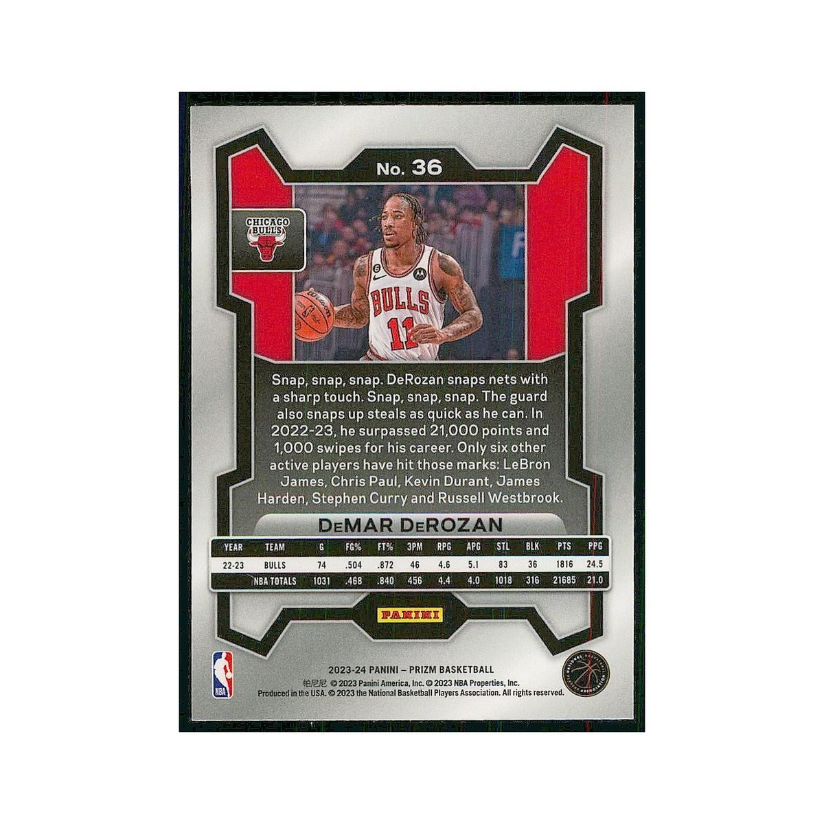 2023 Panini Prizm DeMar DeRozan Bulls #36