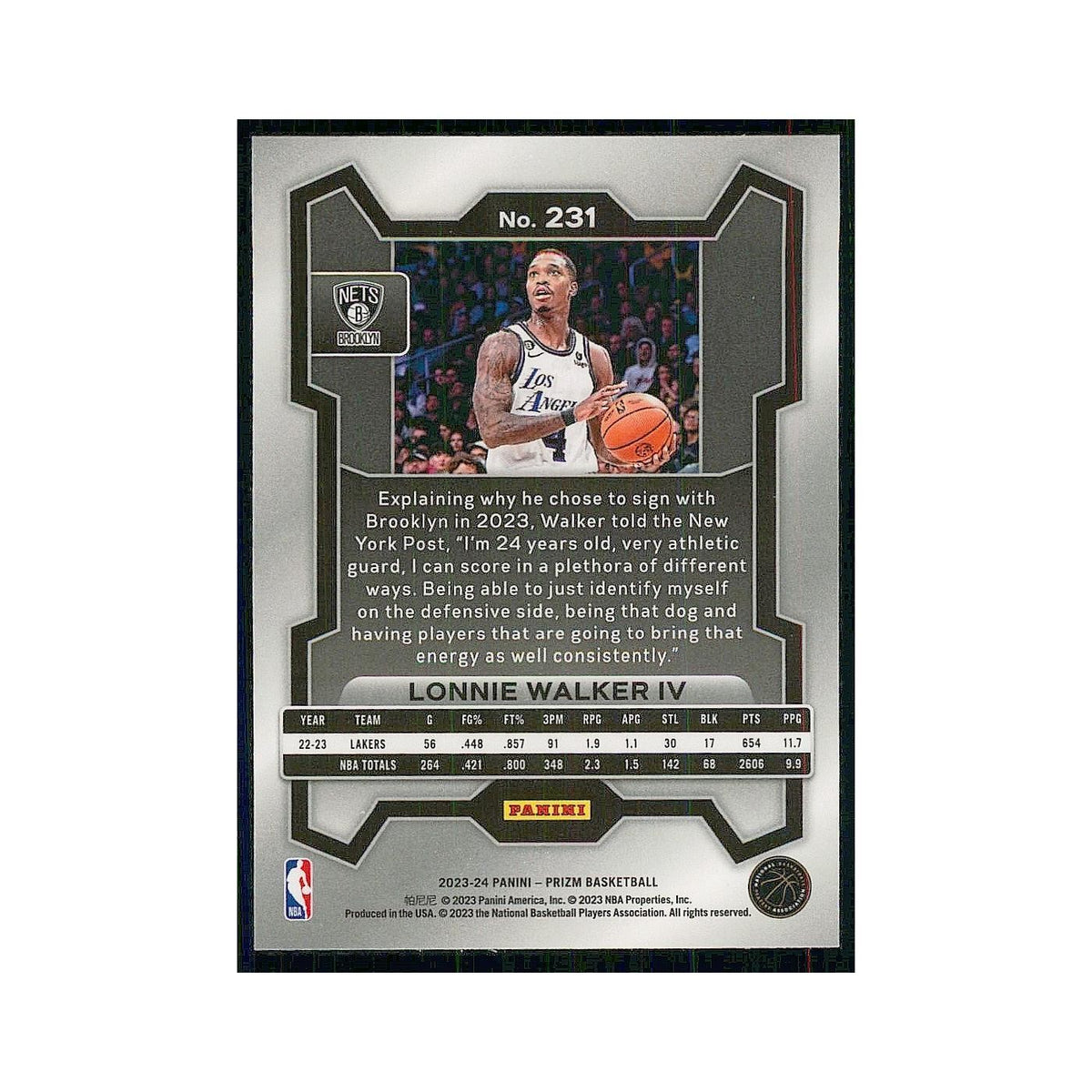 2023 Panini Prizm Lonnie Walker IV Nets #231