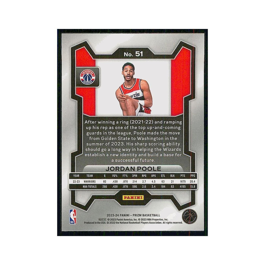 2023 Panini Prizm Jordan Poole Wizards #51