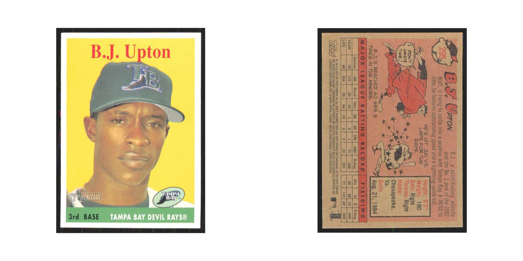 B.J. Upton 2007 Topps Heritage #295 Tampa Bay Devil Rays Baseball Card NM