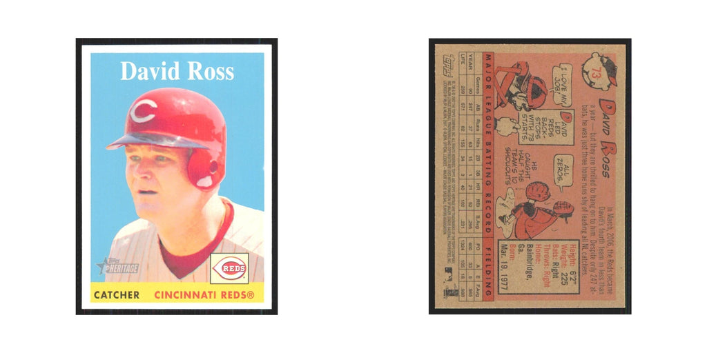 David Ross 2007 Topps Heritage #73 Cincinnati Reds Baseball Card NM