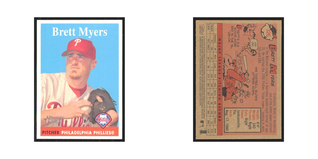 Brett Myers 2007 Topps Heritage #326 Philadelphia Phillies Baseball Card NM