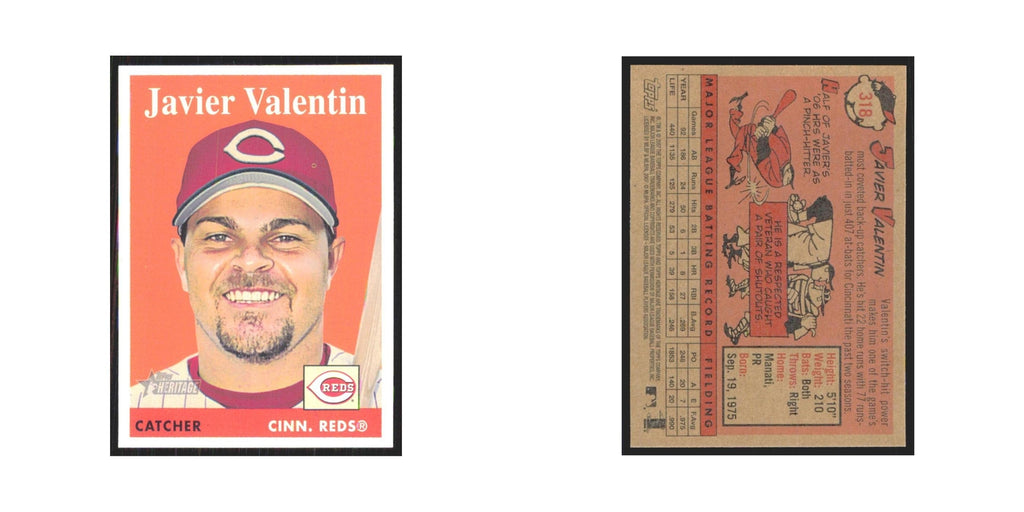 Javier Valentin 2007 Topps Heritage #318 Cincinnati Reds Baseball Card NM