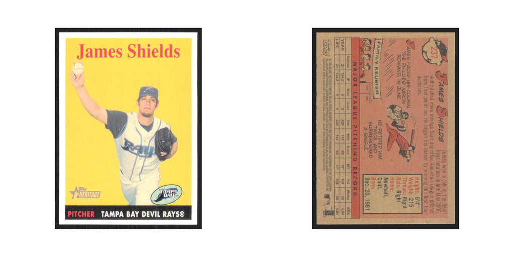James Shields 2007 Topps Heritage #237 Tampa Bay Devil Rays Baseball Card NM