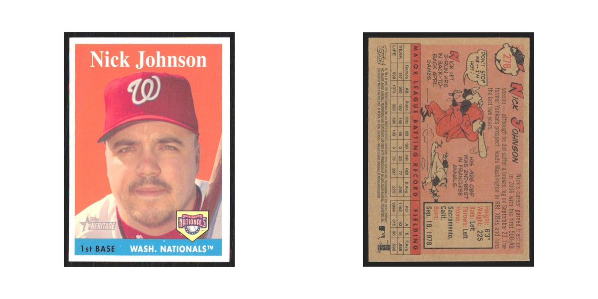 Nick Johnson 2007 Topps Heritage #278 Washington Nationals Baseball Card NM
