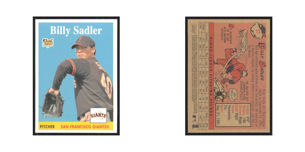 Billy Sadler 2007 Topps Heritage #37 San Francisco Giants Baseball Card NM