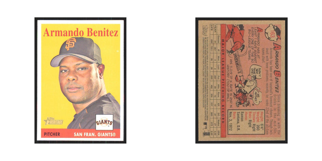 Armando Benitez 2007 Topps Heritage #163 San Francisco Giants Baseball Card NM
