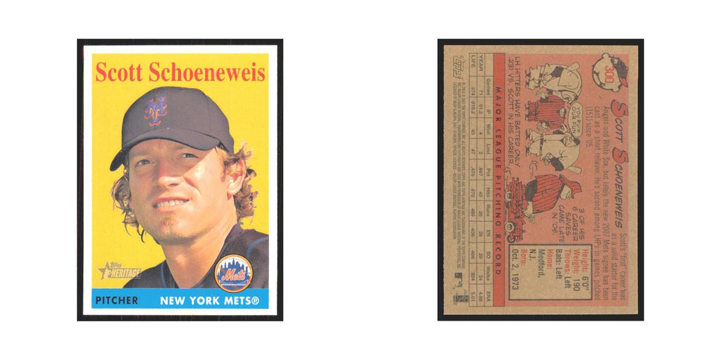 Scott Schoeneweis 2007 Topps Heritage #300 New York Mets Baseball Card NM