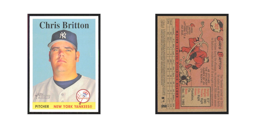 Chris Britton 2007 Topps Heritage #307 New York Yankees Baseball Card NM