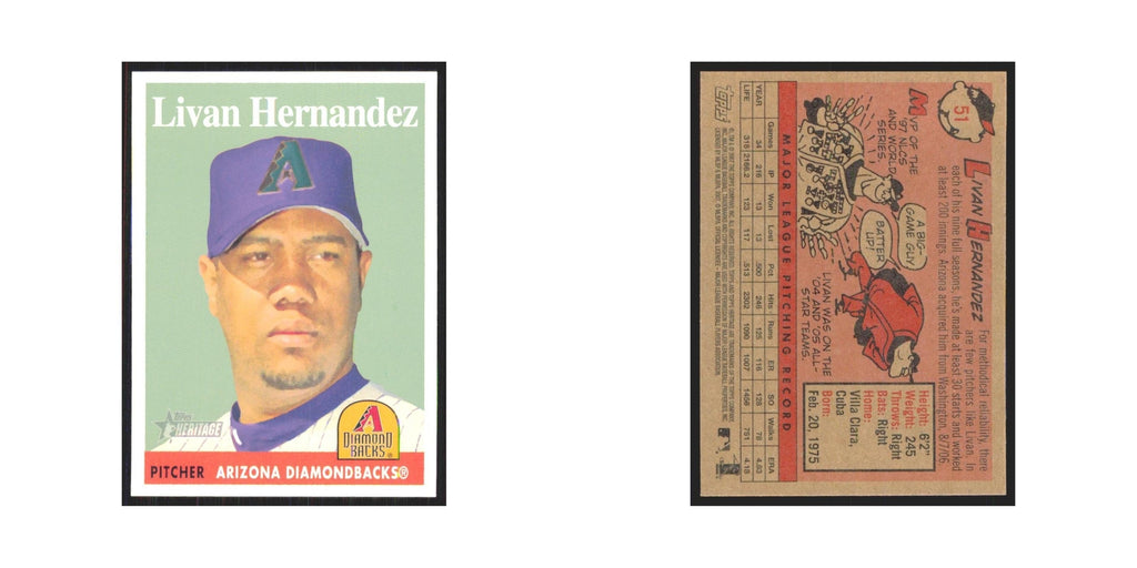 Livan Hernandez 2007 Topps Heritage #51 Arizona Diamondbacks Baseball Card NM