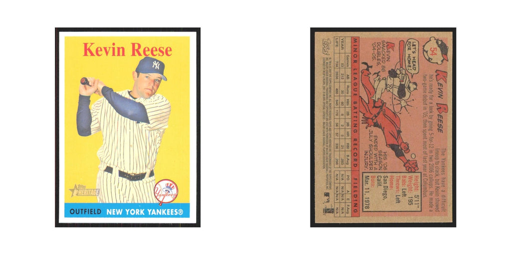 Kevin Reese 2007 Topps Heritage #54 New York Yankees Baseball Card NM