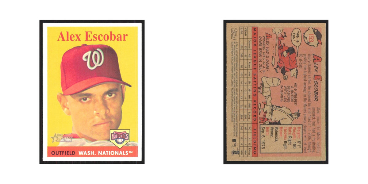 Alex Escobar 2007 Topps Heritage #153 Washington Nationals Baseball Card NM
