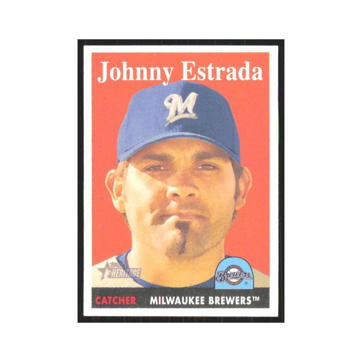 Johnny Estrada 2007 Topps Heritage #236 Milwaukee Brewers Baseball Card NM