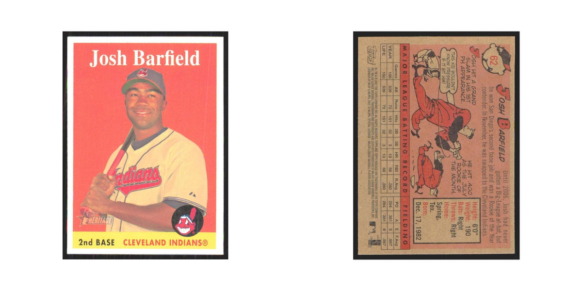 Josh Barfield 2007 Topps Heritage #62 Cleveland Indians Baseball Card NM