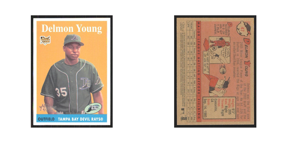 Delmon Young 2007 Topps Heritage #47 Tampa Bay Devil Rays Baseball Card NM