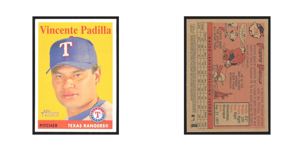 Vicente Padilla 2007 Topps Heritage #290 Texas Rangers Baseball Card NM