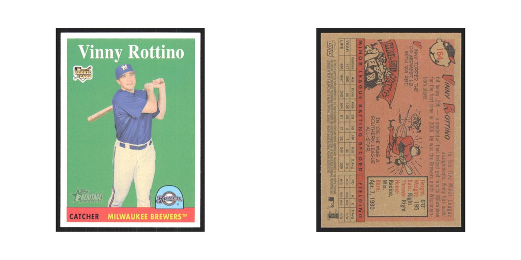 Vinny Rottino 2007 Topps Heritage #164 Milwaukee Brewers Baseball Card NM