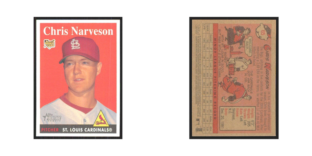 Chris Narveson Rookie 2007 Topps Heritage #65 St. Louis Cardinals NM