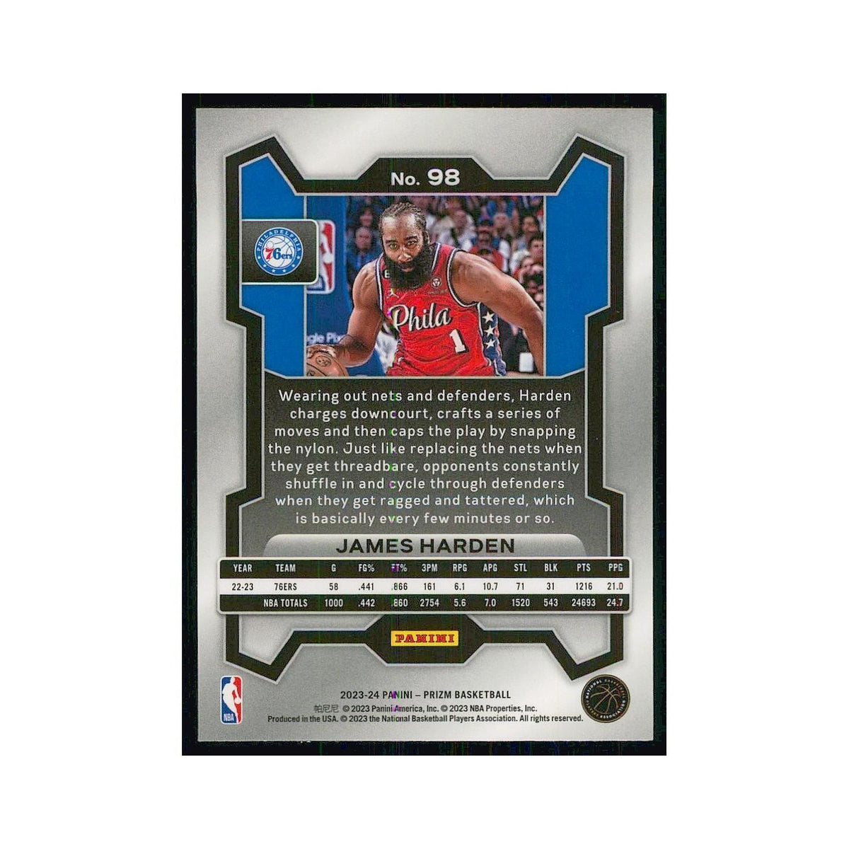 2023 Panini Prizm James Harden 76ers #98