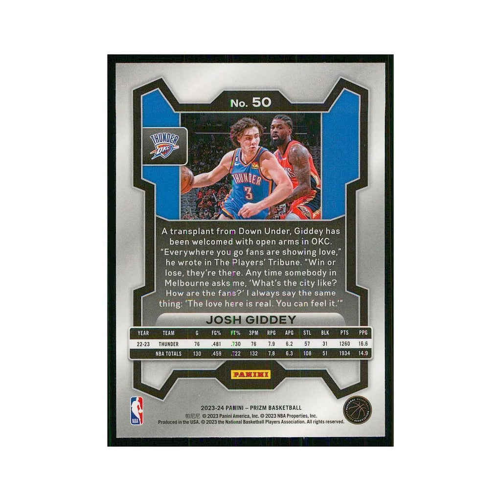 2023 Panini Prizm Josh Giddey Thunder #50