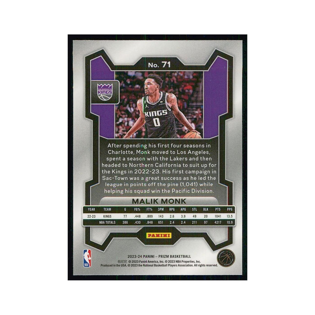 2023 Panini Prizm Malik Monk Kings #71