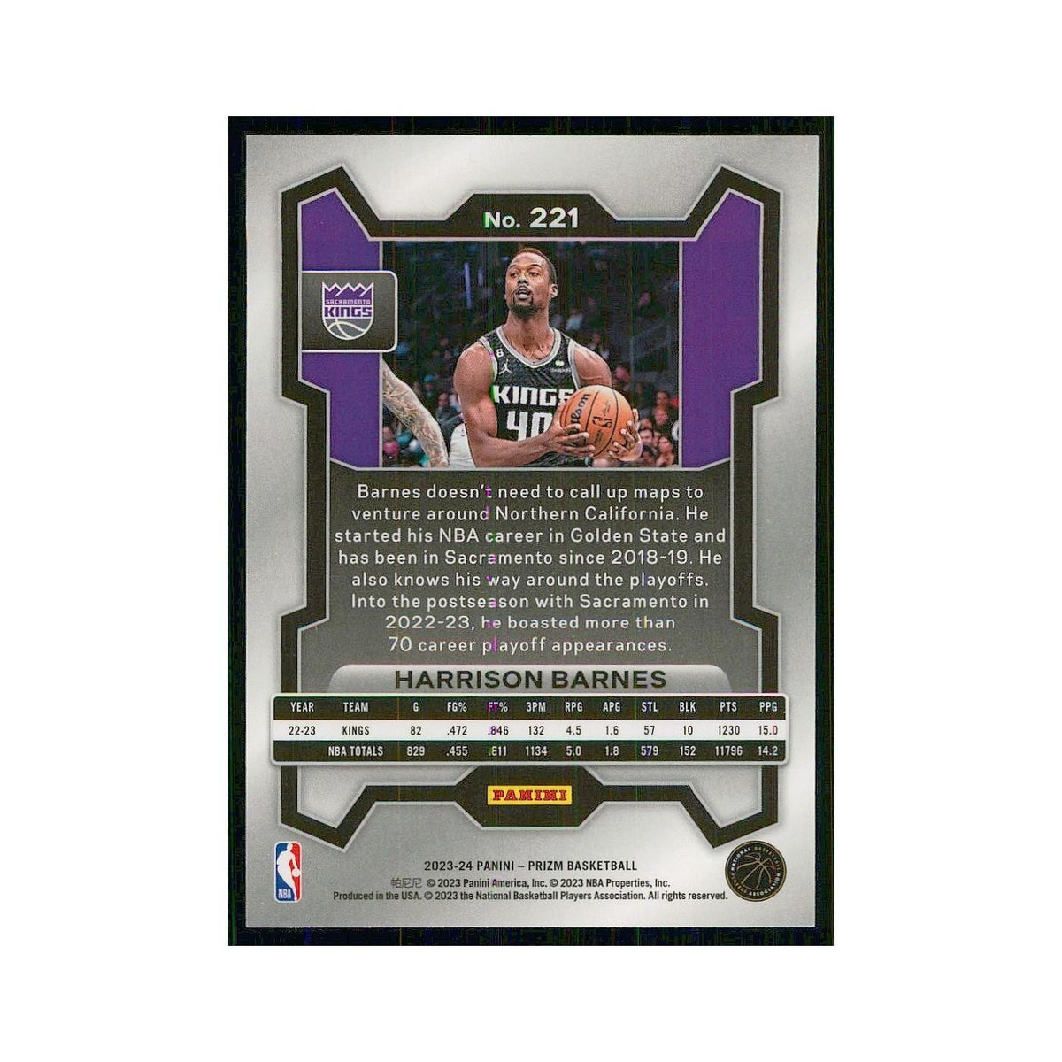 2023 Panini Prizm Harrison Barnes Kings #221