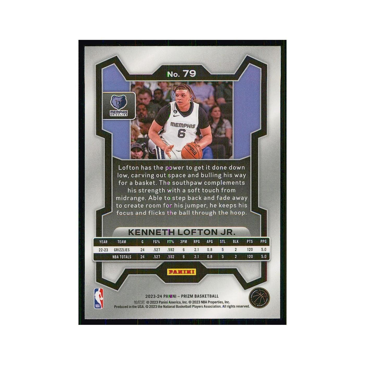 2023 Panini Prizm Kenneth Lofton Jr. Grizzlies #79