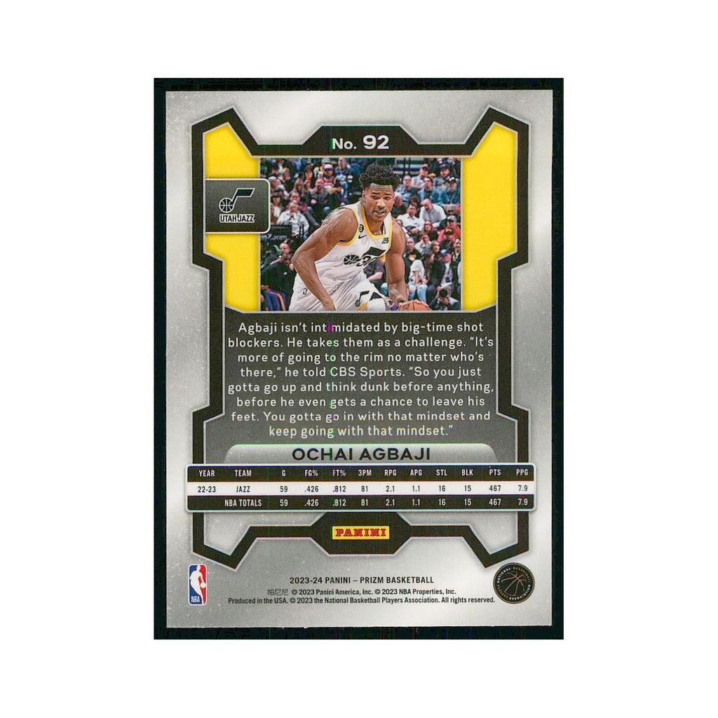 2023 Panini Prizm Ochai Agbaji Jazz #92