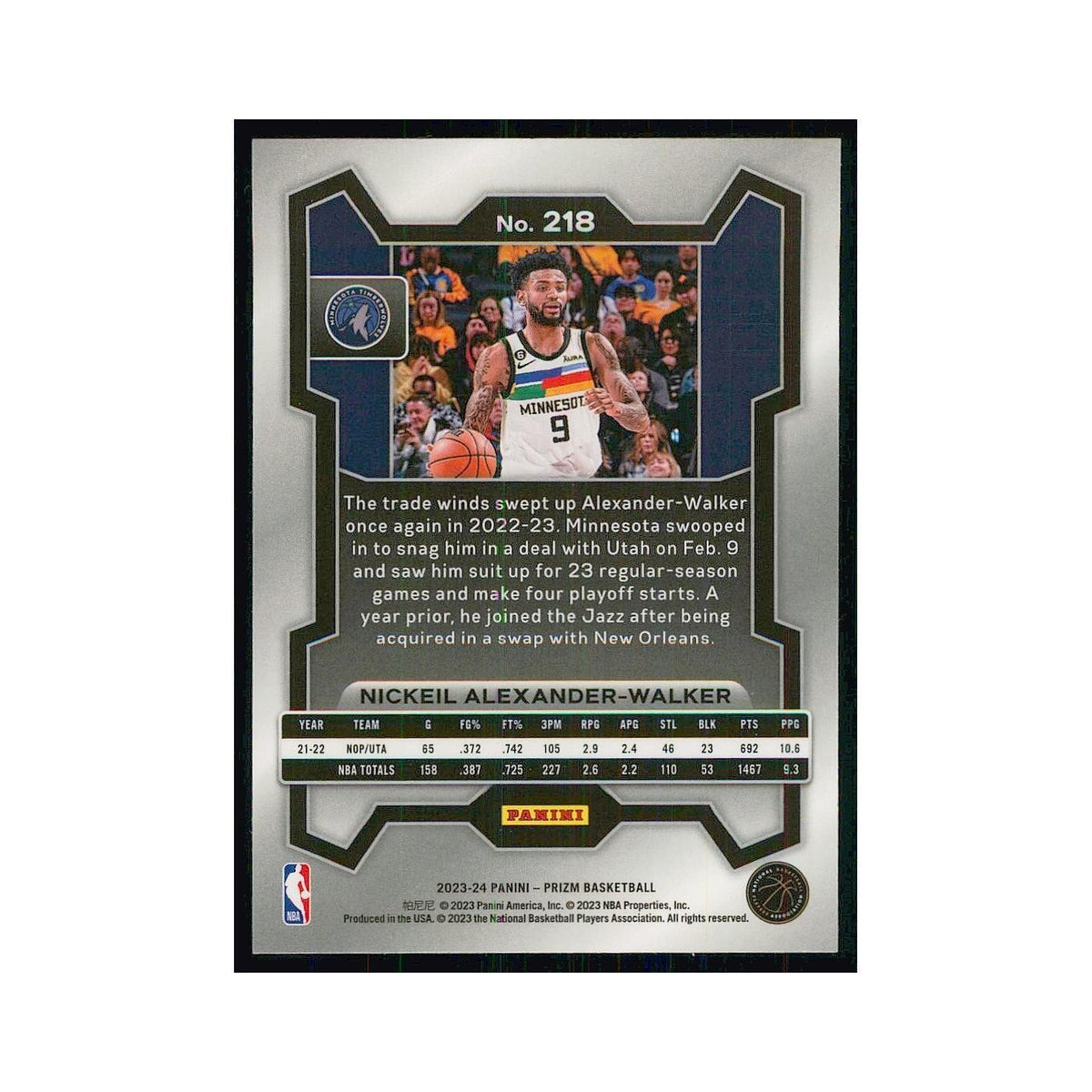 2023 Panini Prizm Nickeil Alexander-Walker Timberwolves #218