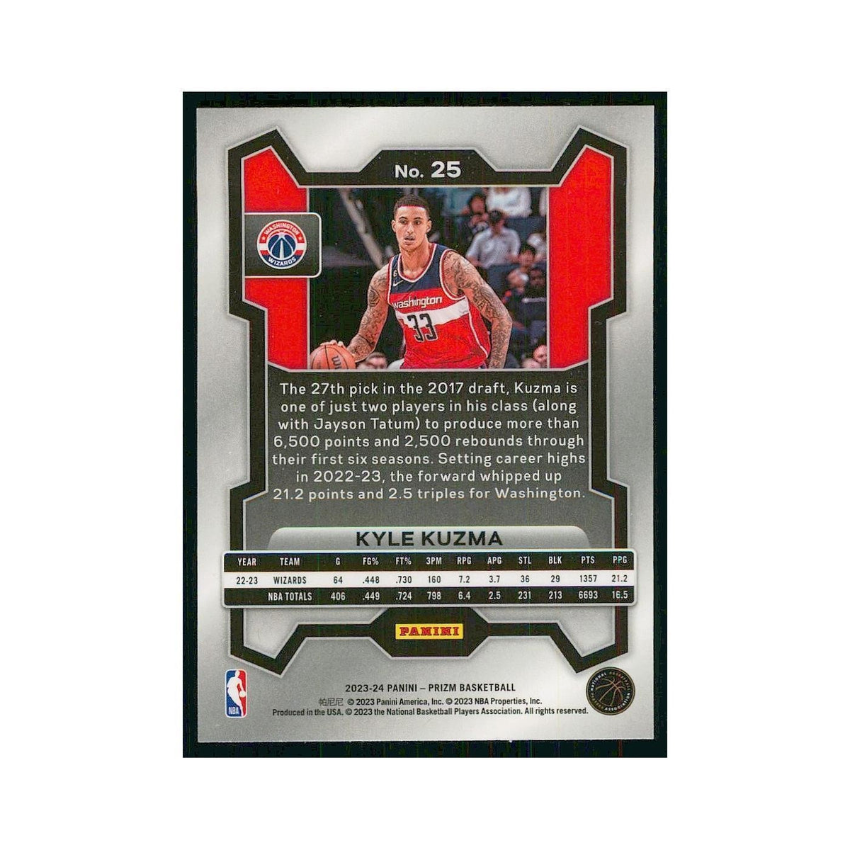 2023 Panini Prizm Kyle Kuzma Wizards #25