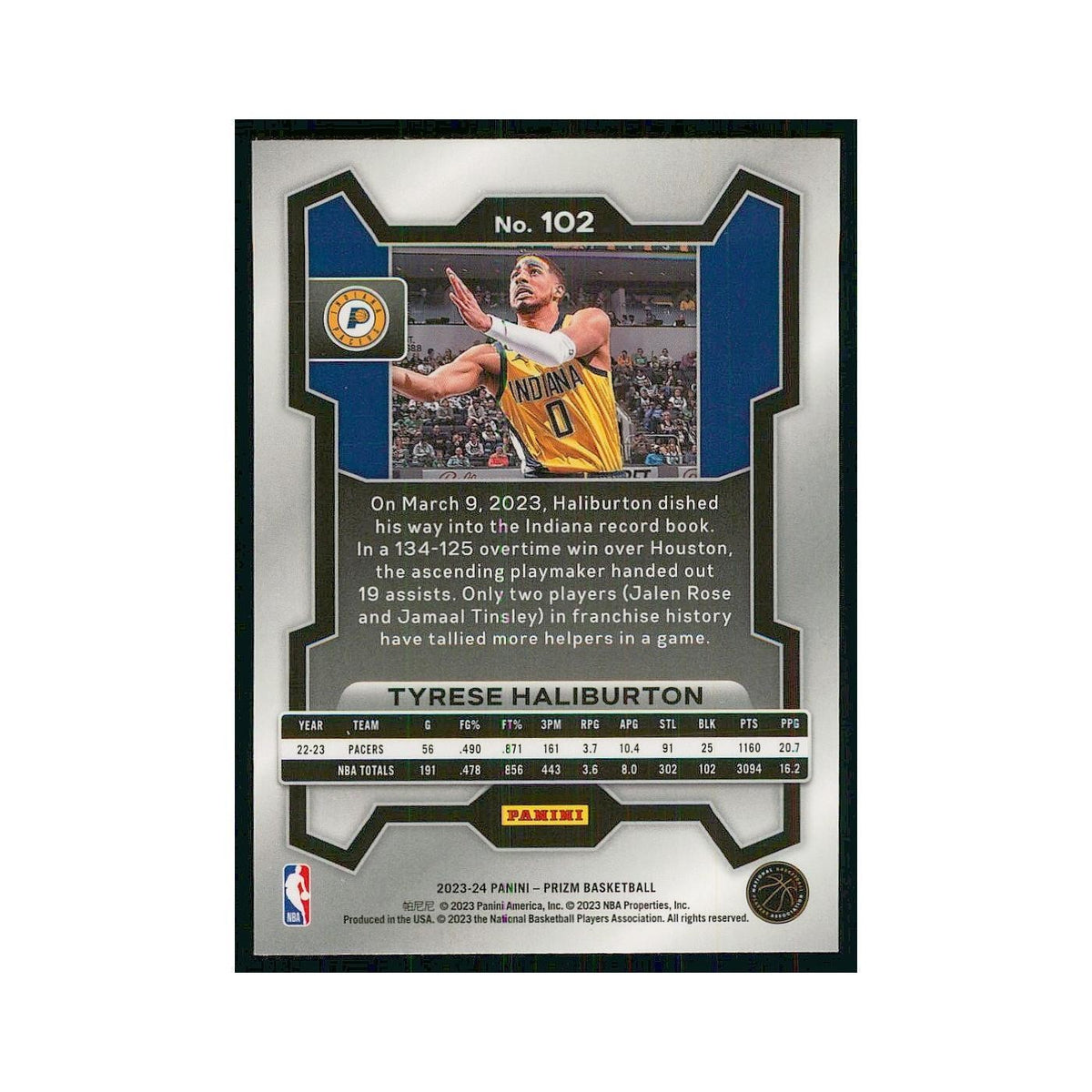 2023 Panini Prizm Tyrese Haliburton Pacers #102