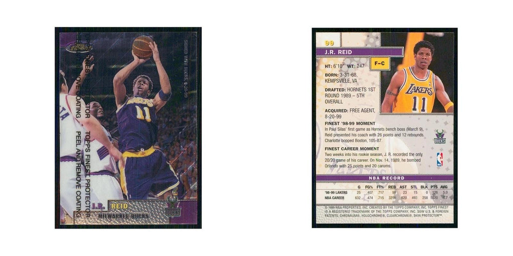 1999 Finest w Coating J.R. Reid Bucks #99