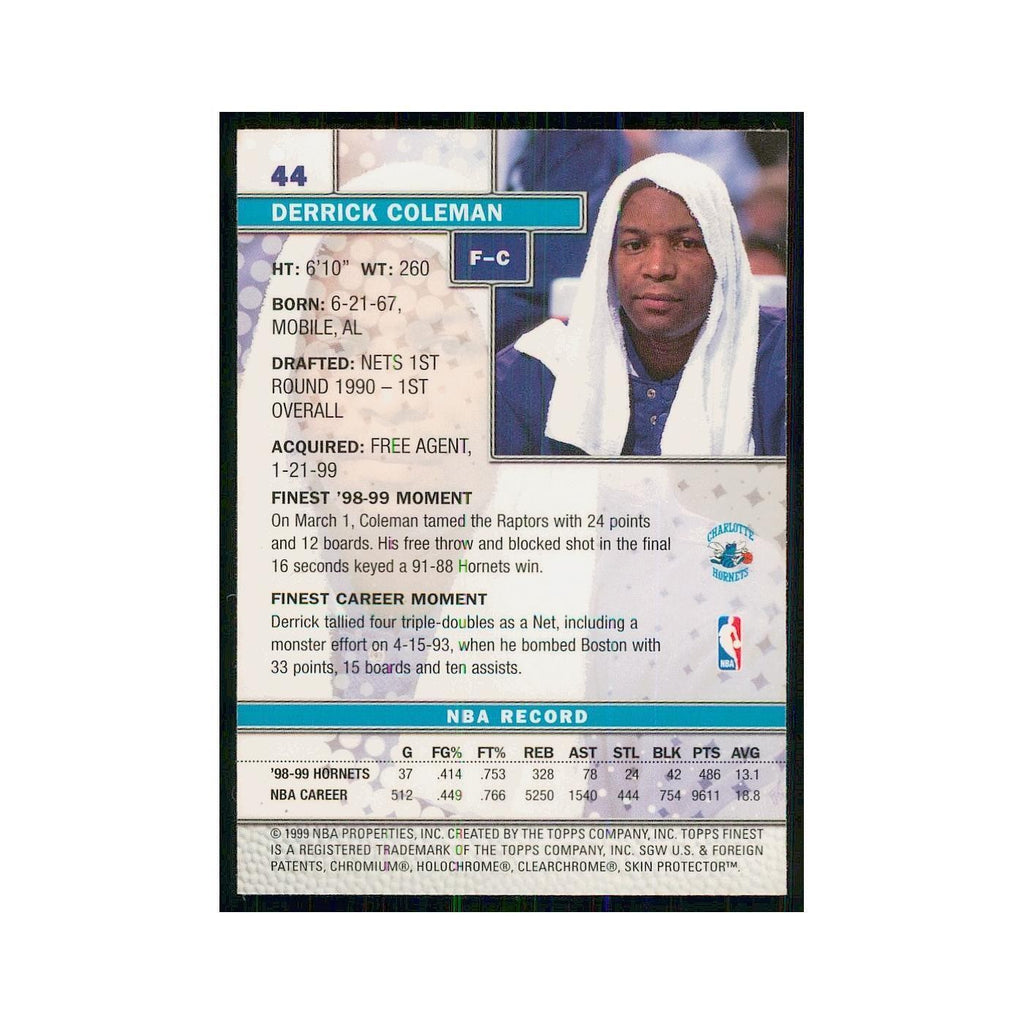 1999 Finest w Coating Derrick Coleman Hornets #44