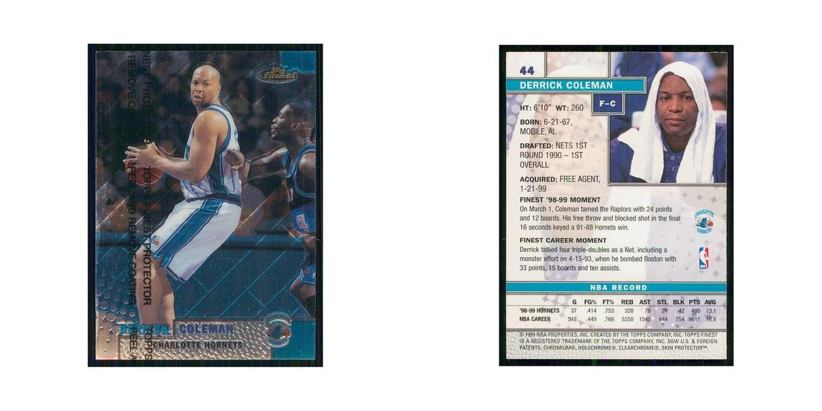 1999 Finest w Coating Derrick Coleman Hornets #44