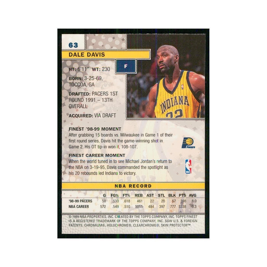 1999 Finest w Coating Dale Davis Pacers #63