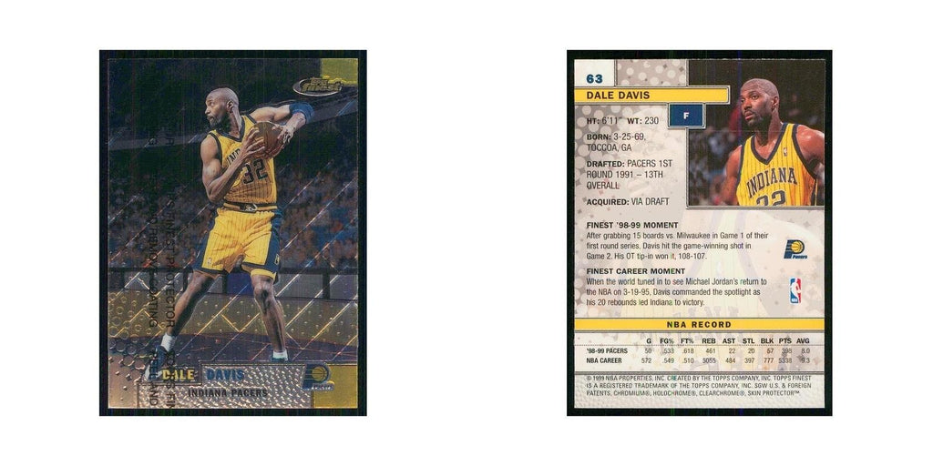 1999 Finest w Coating Dale Davis Pacers #63