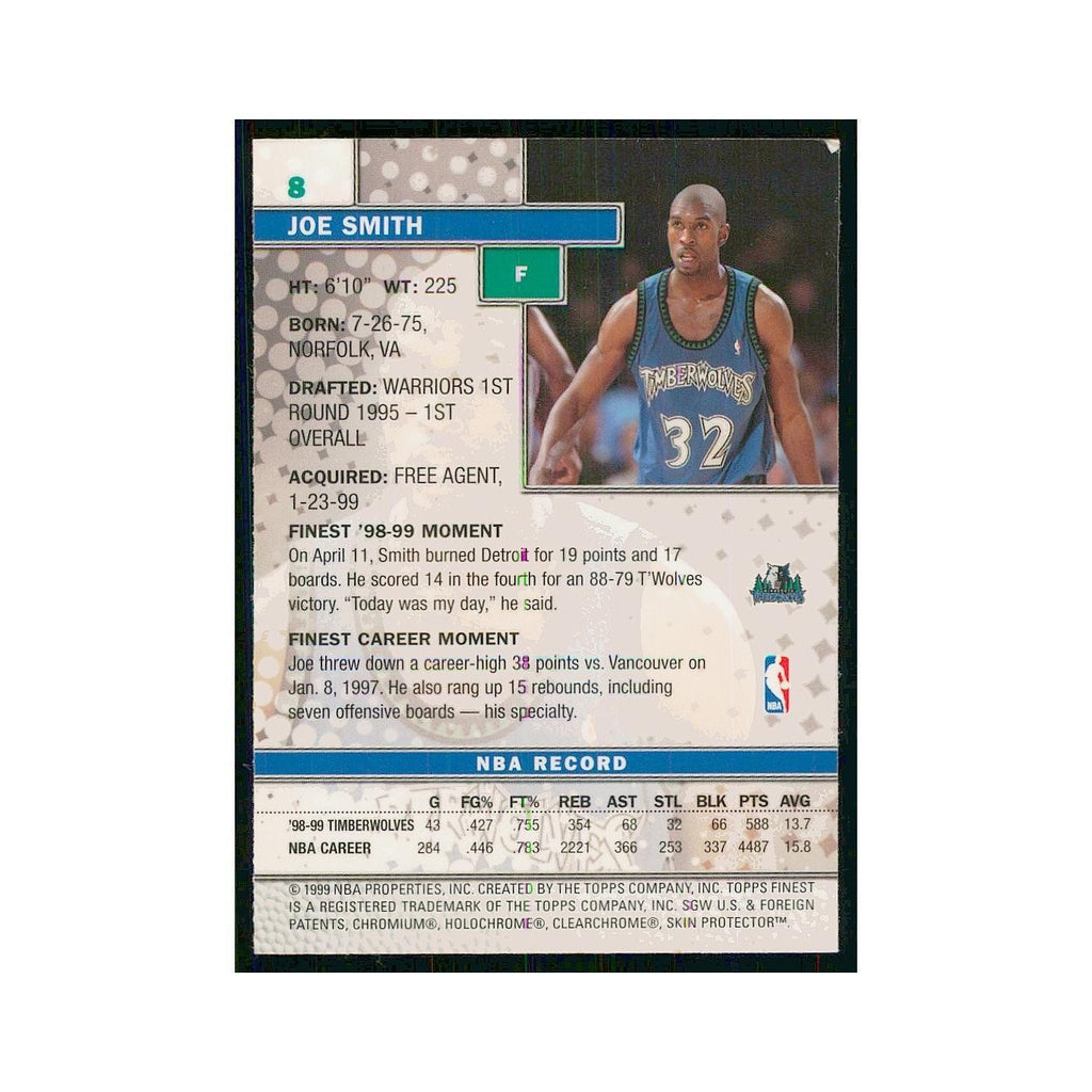 1999 Finest w Coating Joe Smith Timberwolves #8