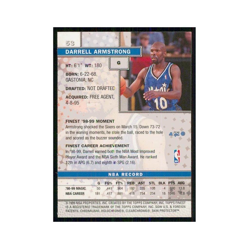 1999 Finest w Coating Darrell Armstrong Magic #53