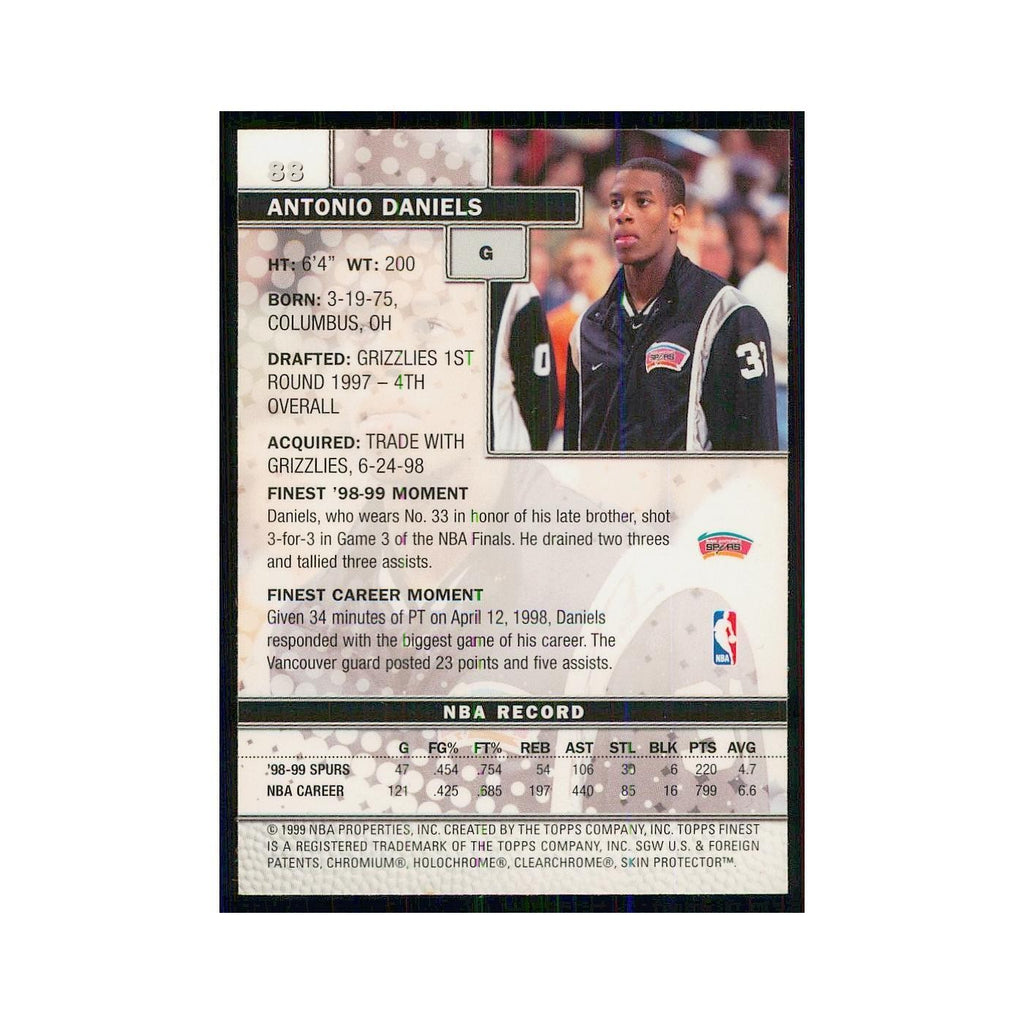 1999 Finest w Coating Antonio Daniels Spurs #88