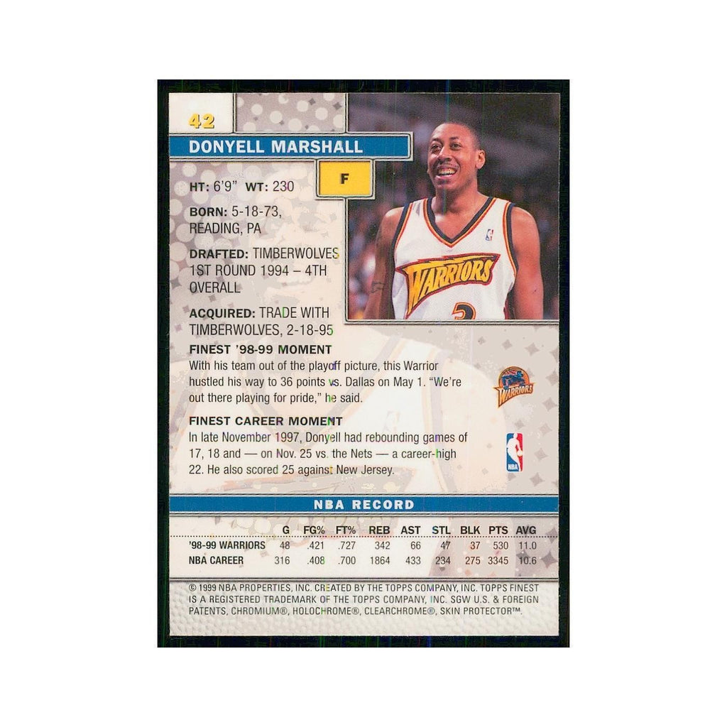 1999 Finest w Coating Donyell Marshall Golden State Warriors #42