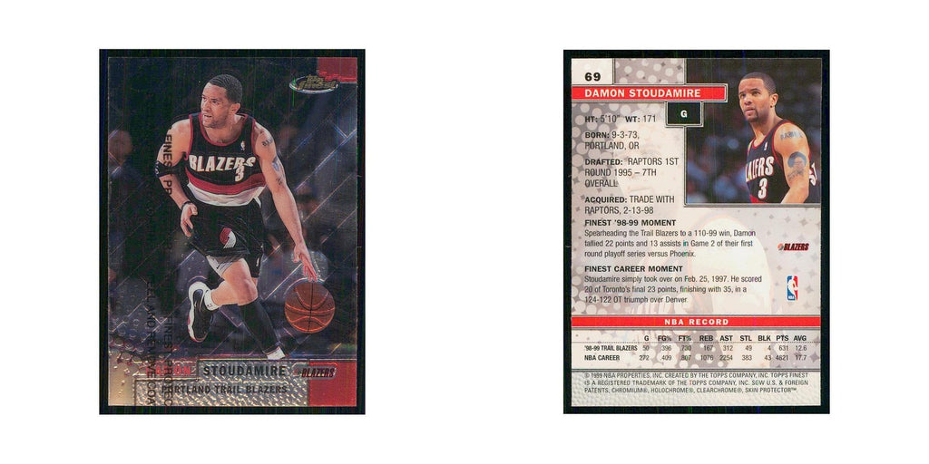1999 Finest w Coating Damon Stoudamire Blazers #69