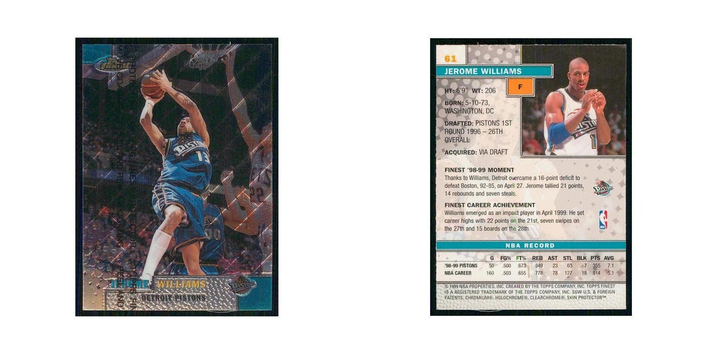 1999 Finest w Coating Jerome Williams Pistons #61